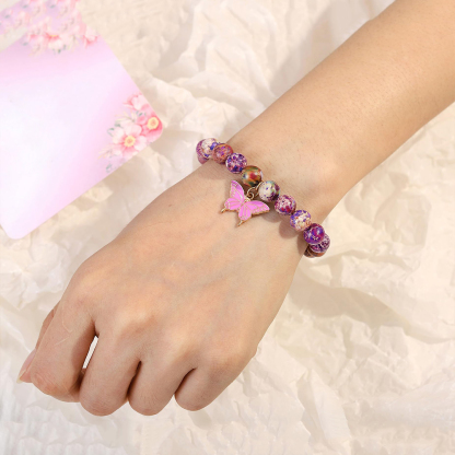 For Granddaughter- Butterfly Beaded Bracelet