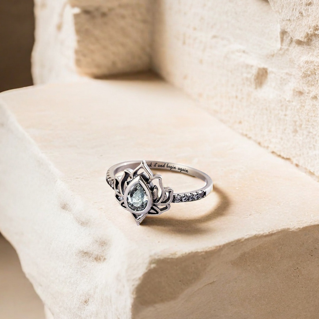 2025 Begin Again Engraved Lotus Ring