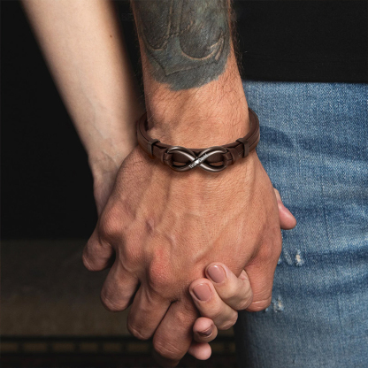 For Love - I Love You Forever And Always Infinity Leather Men's Bracelet