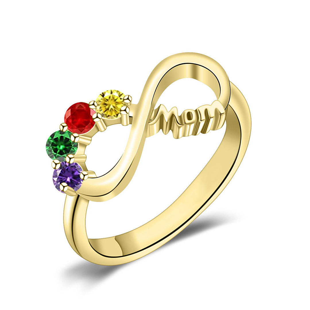 For Mother -We love you until infinity runs out Custom Birthstone Ring