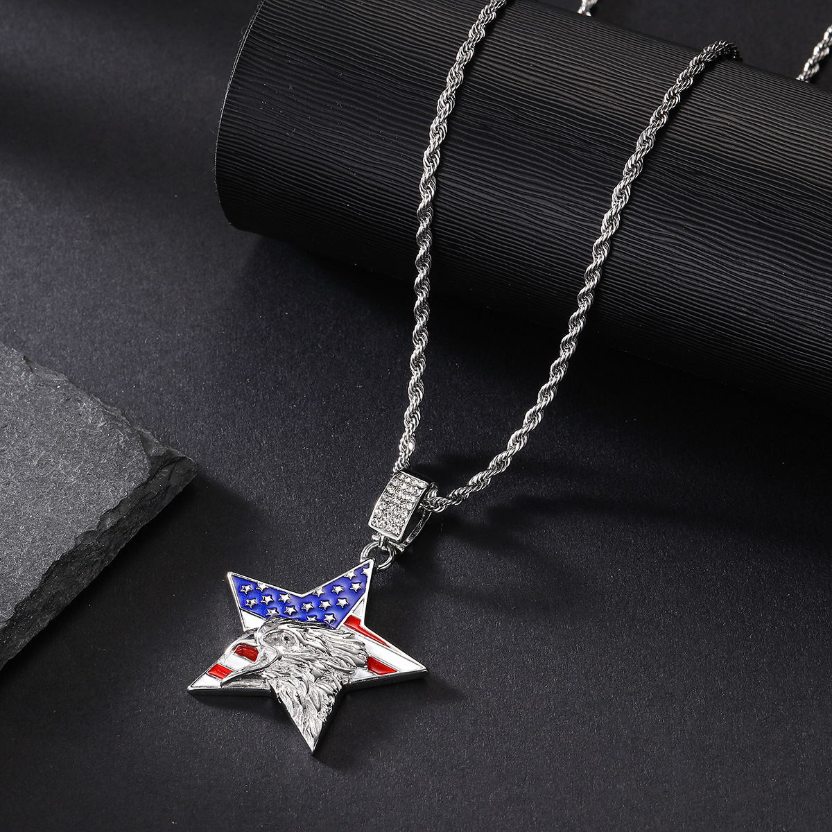 American Eagle US Flag Necklace
