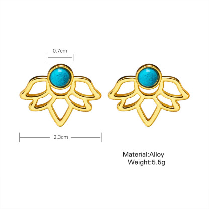 Turquoise Lotus Earrings