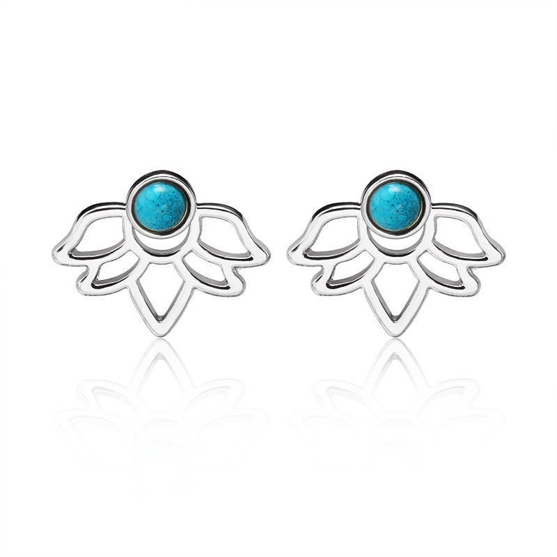 Turquoise Lotus Earrings