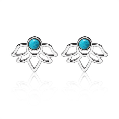Turquoise Lotus Earrings
