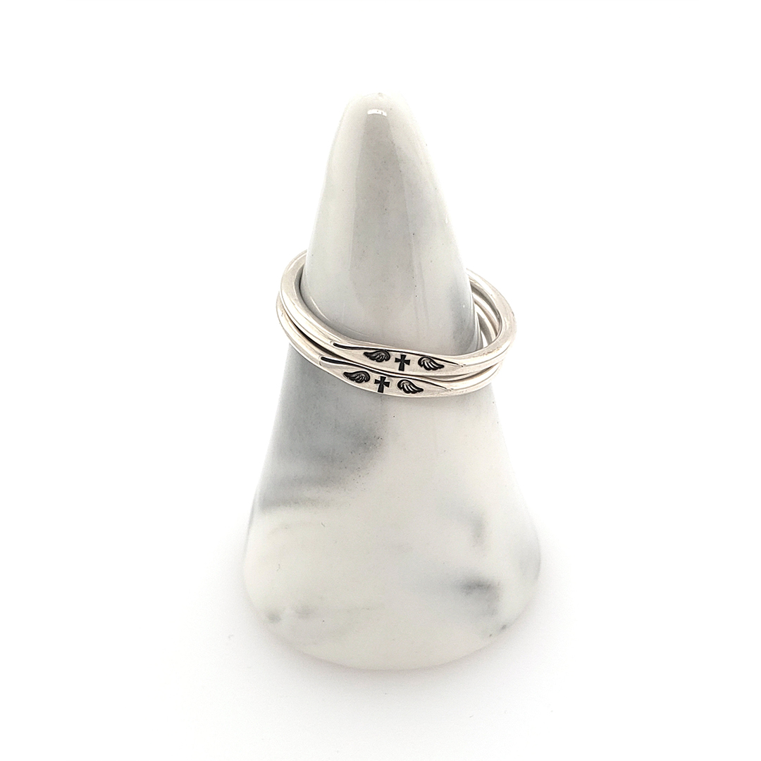 For Memorial - Tiny Cross With Wings Ring