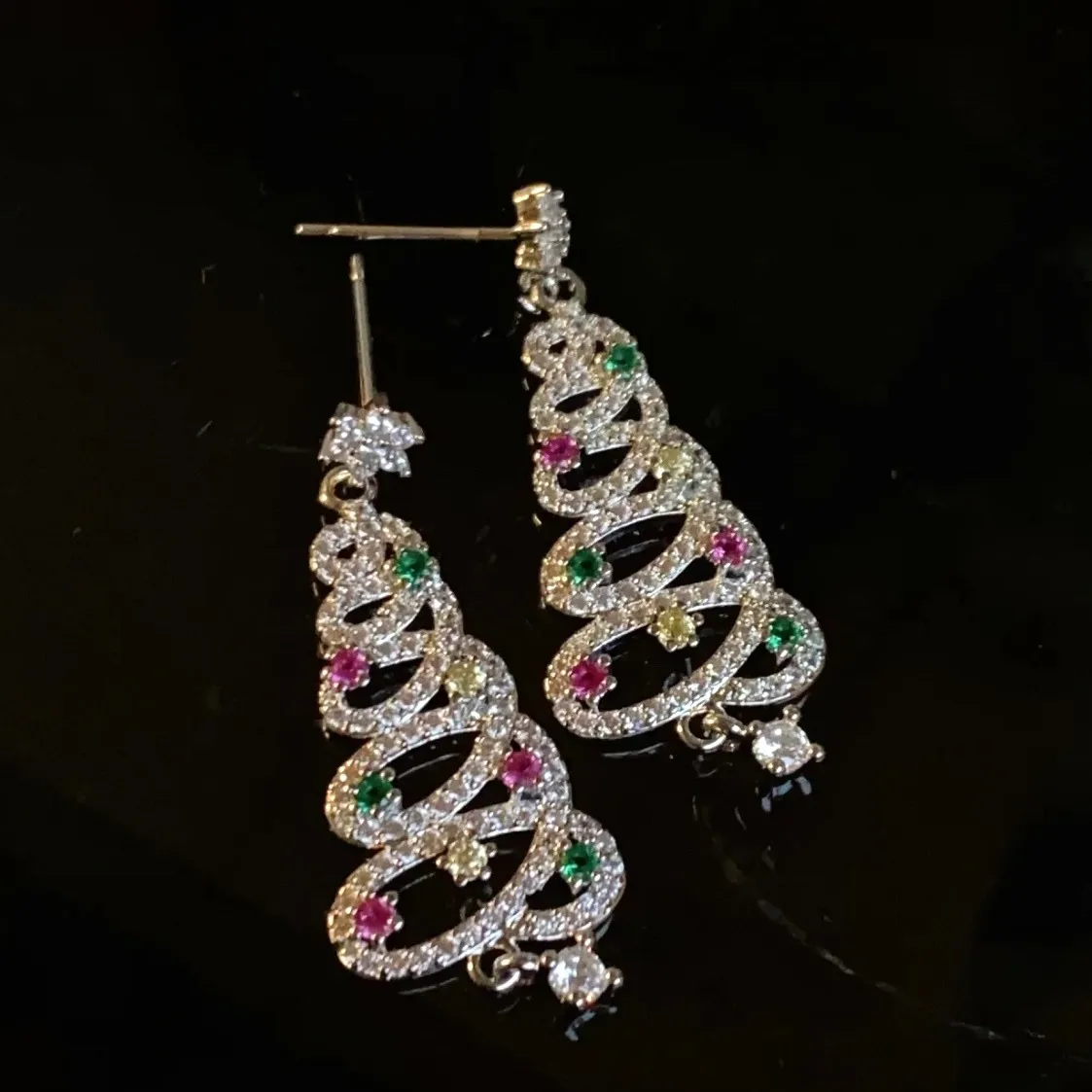 Shiny Christmas Tree Earrings