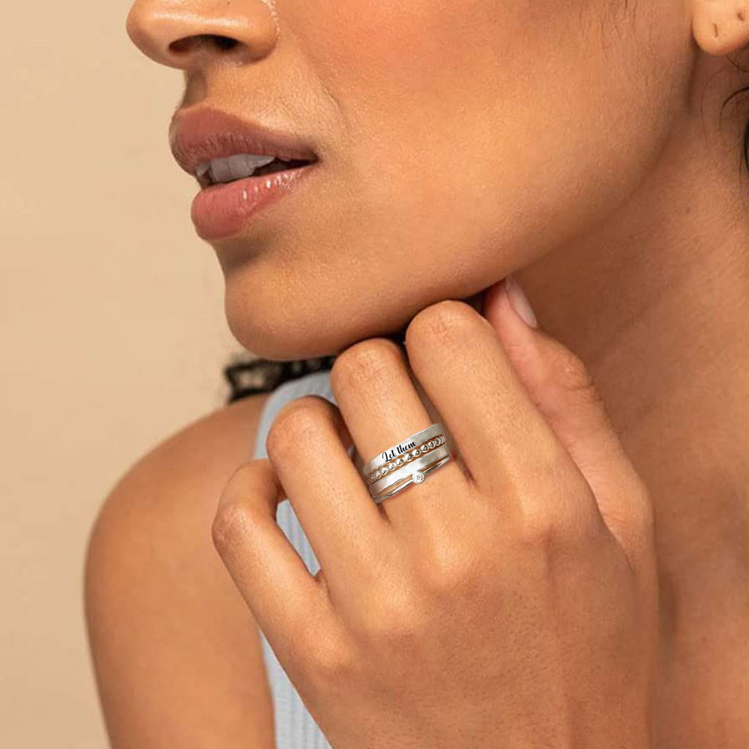 S925 Let Them Stacked Ring - 4 Rings Set
