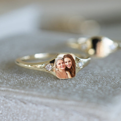 S925 Custom Photo & Birthstone Ring