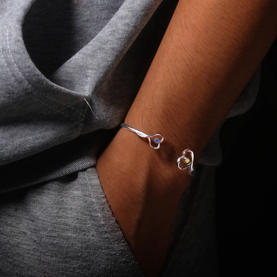 For Granddaughter - I'll Always Be With You Double Heart Custom Birthstone Bracelet