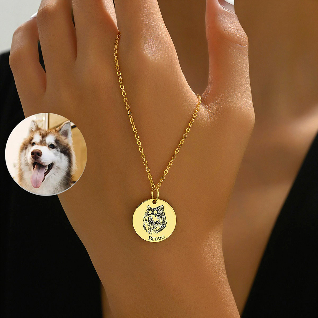 Custom Pet Face Portrait Necklace