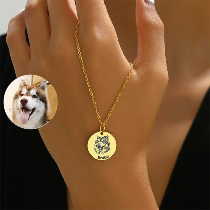 Custom Pet Face Portrait Necklace