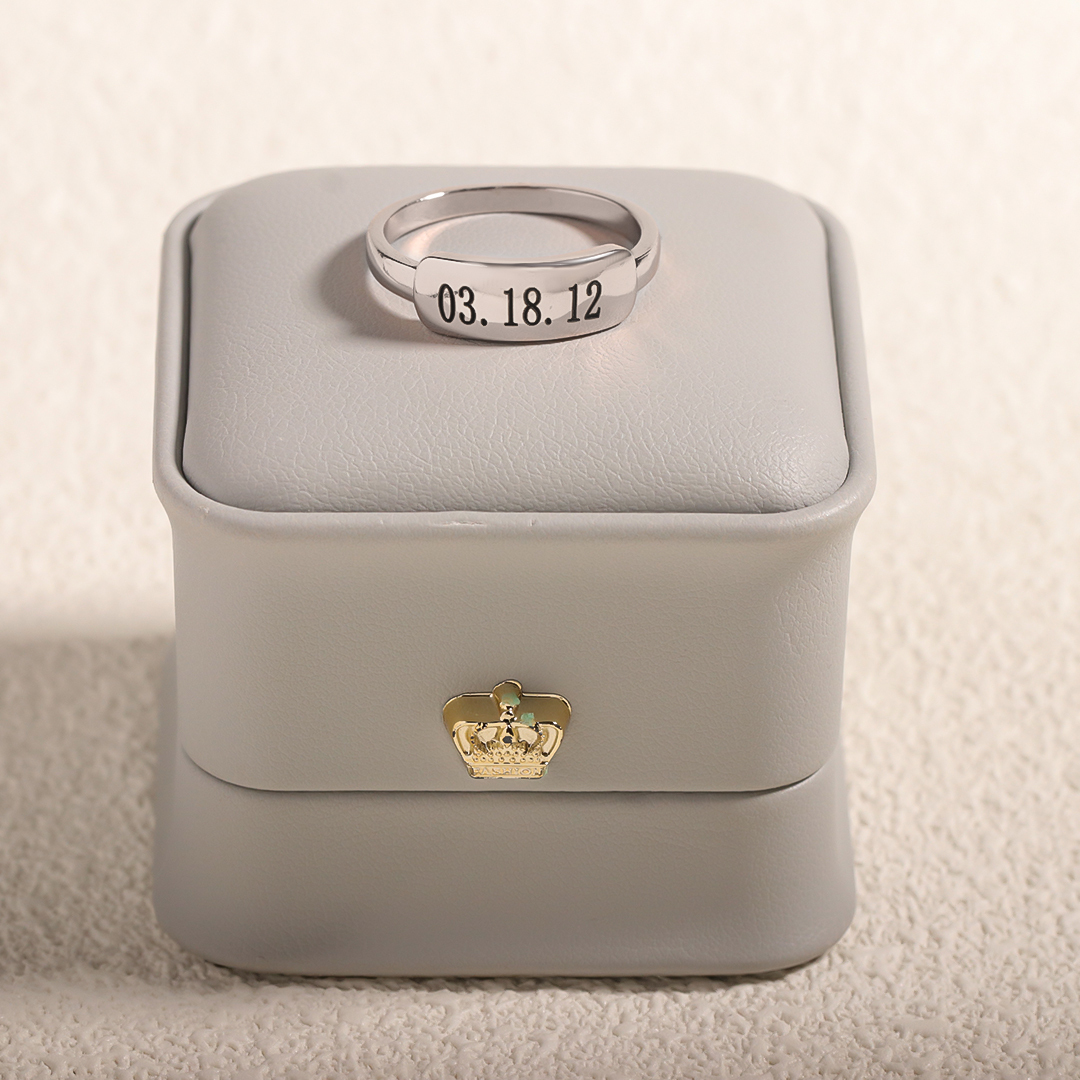 Custom Special Date Delicate Dainty Bar Ring