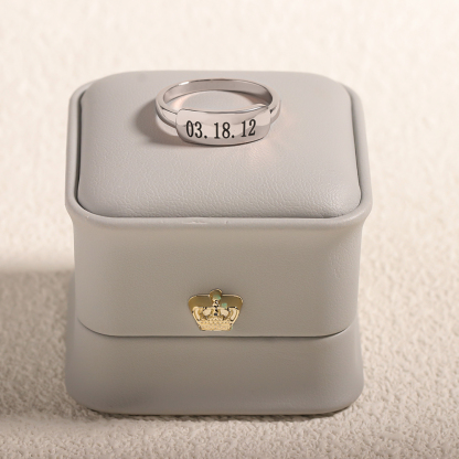 Custom Special Date Delicate Dainty Bar Ring