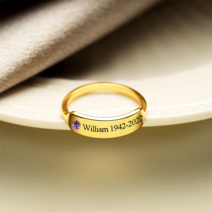 For Memorial - S925 Personalized Birthstone Name Memorial Ring