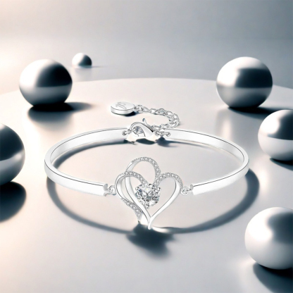 For Bonus Daughter- We Love You So Much Double Hearts And Diamonds Bracelet