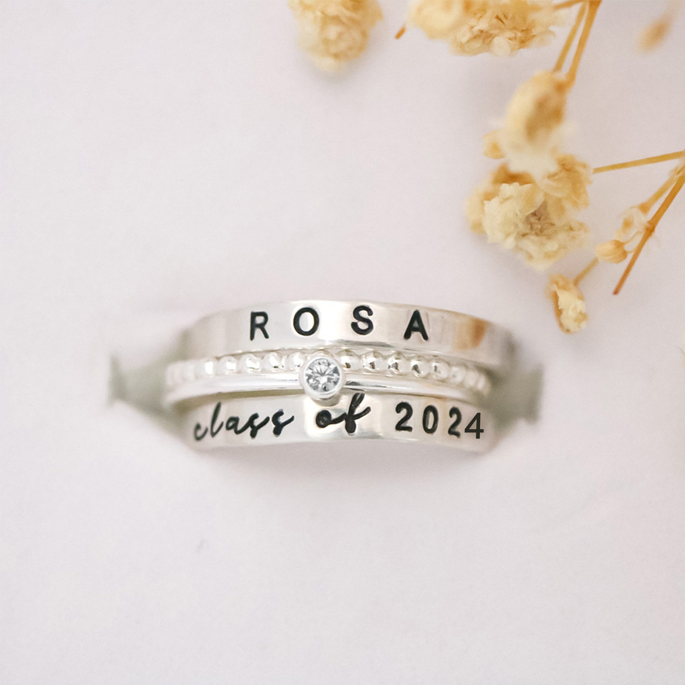 Specialized with Grad's Birthstone and Name 4-in-1 2024 Ring