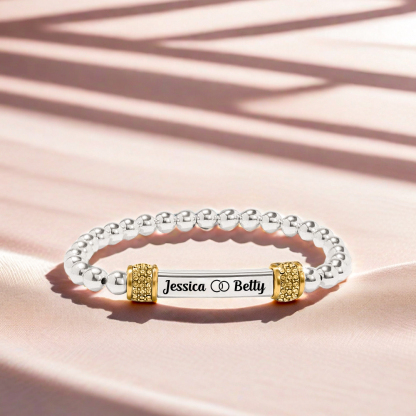 Mother & Daughter Forever Linked Together Custom Name Bead Bracelet