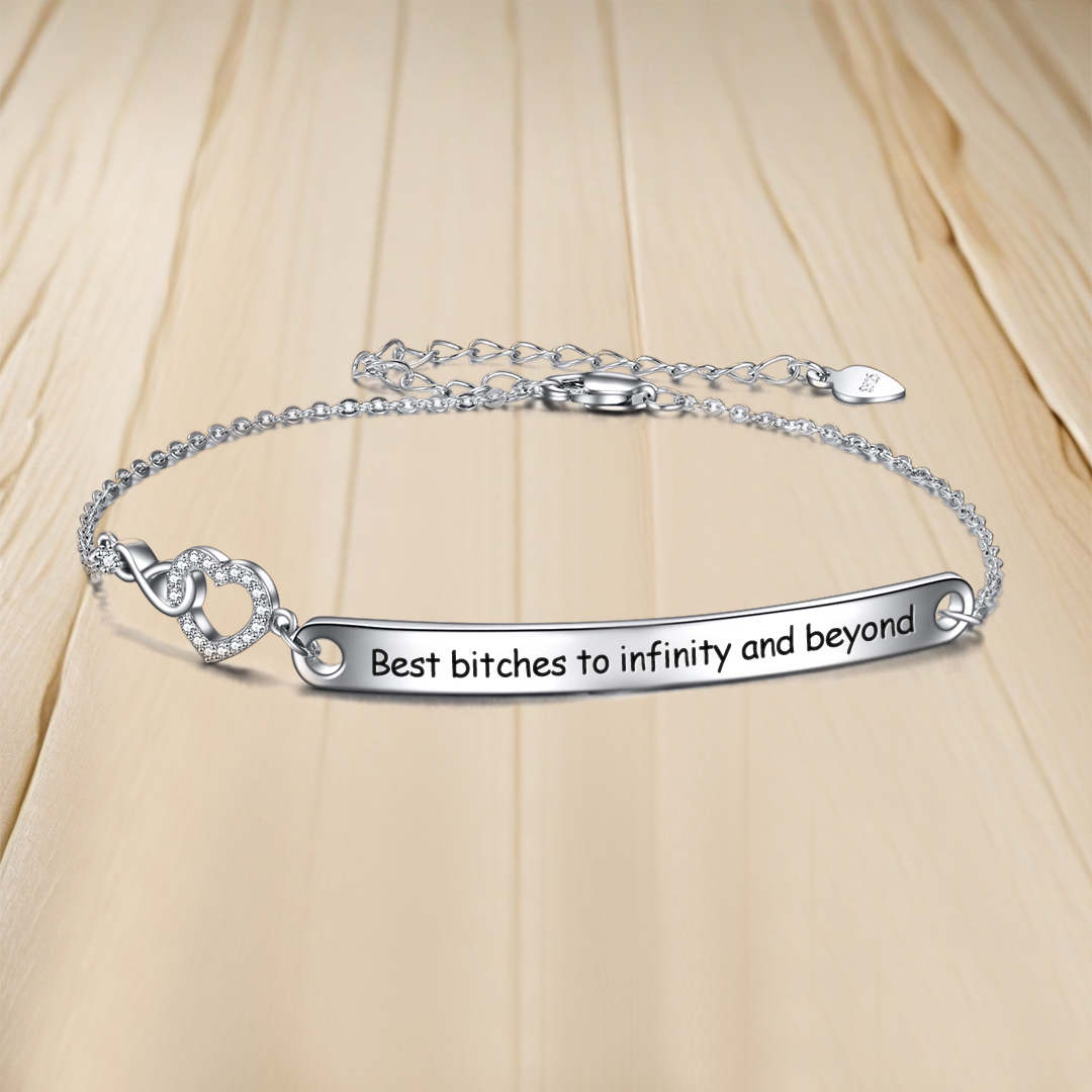 For Friend - Best Bitches to Infinity and Beyond Heart Bracelet