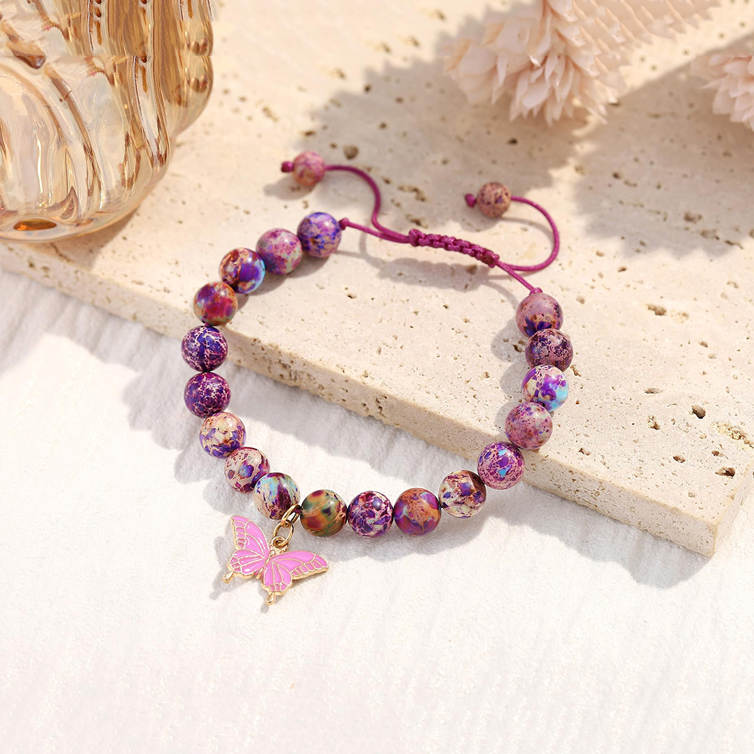 For Granddaughter- Butterfly Beaded Bracelet
