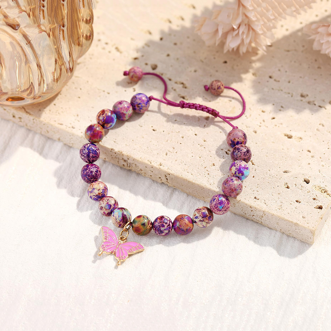 For Granddaughter- Butterfly Beaded Bracelet