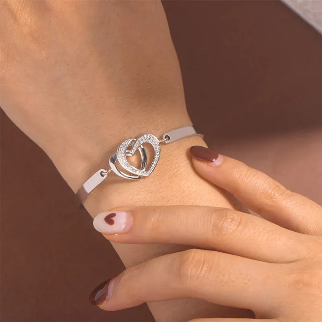 For Bonus Daughter - Double Heart Three-section Bracelet