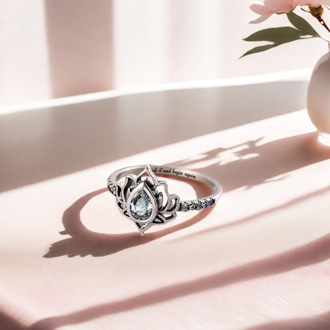2025 Begin Again Engraved Lotus Ring