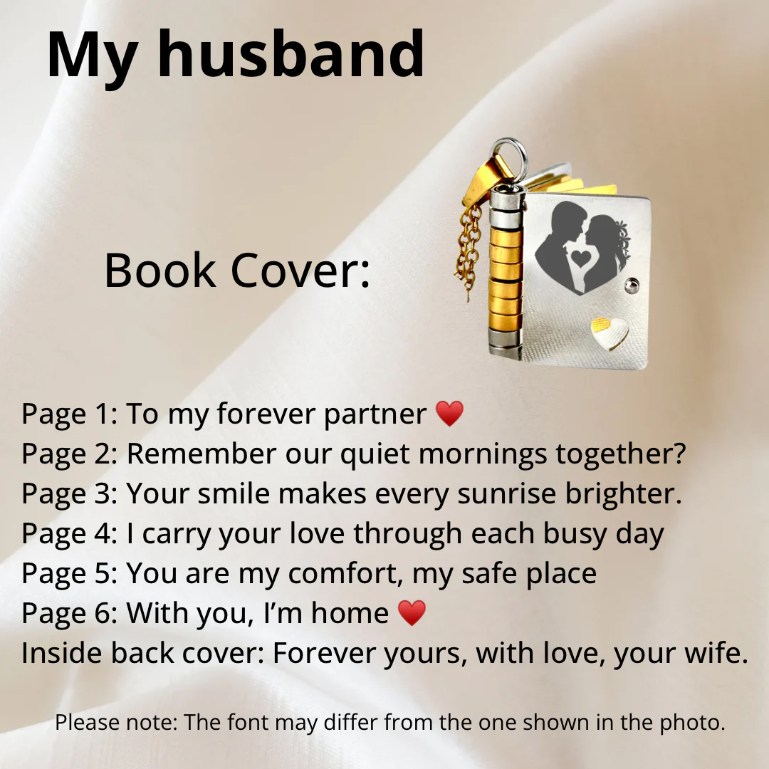 For My Husband Book Necklace
