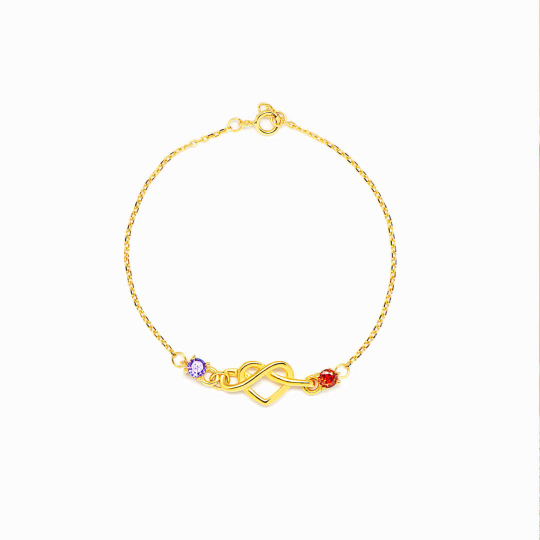Mother and daughter 1-8 heart with birthstones Bracelet