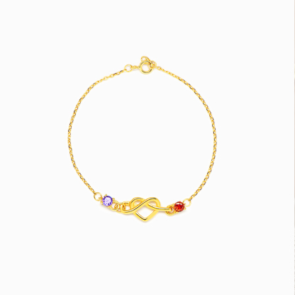 Mother and daughter 1-8 heart with birthstones Bracelet
