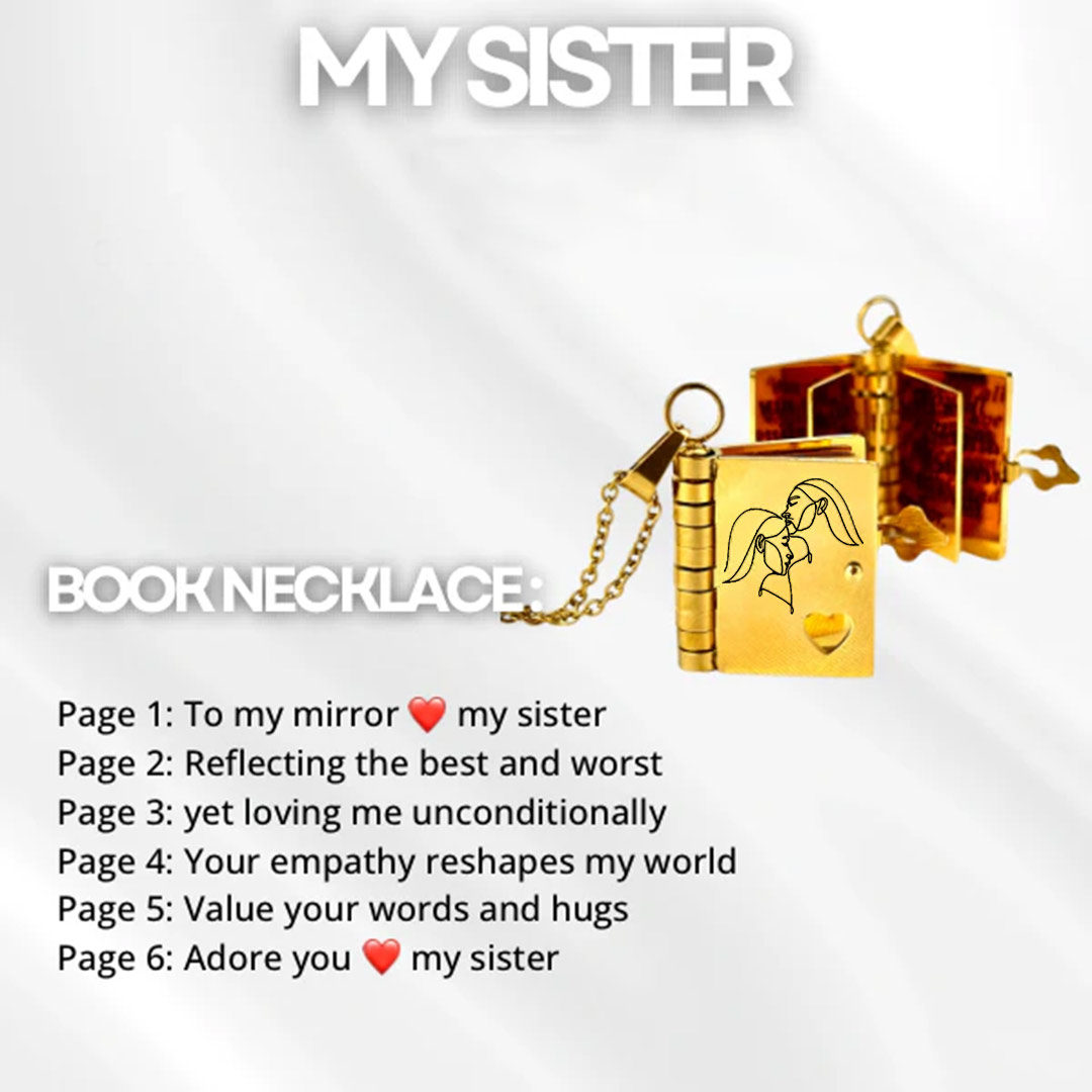 For Sisters- To My Mirror My Sister Book Necklace