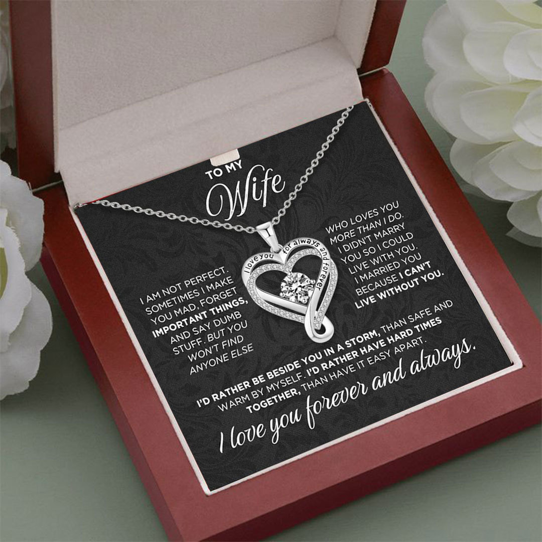 I Love You Forever And Always Engraved Heart Necklace