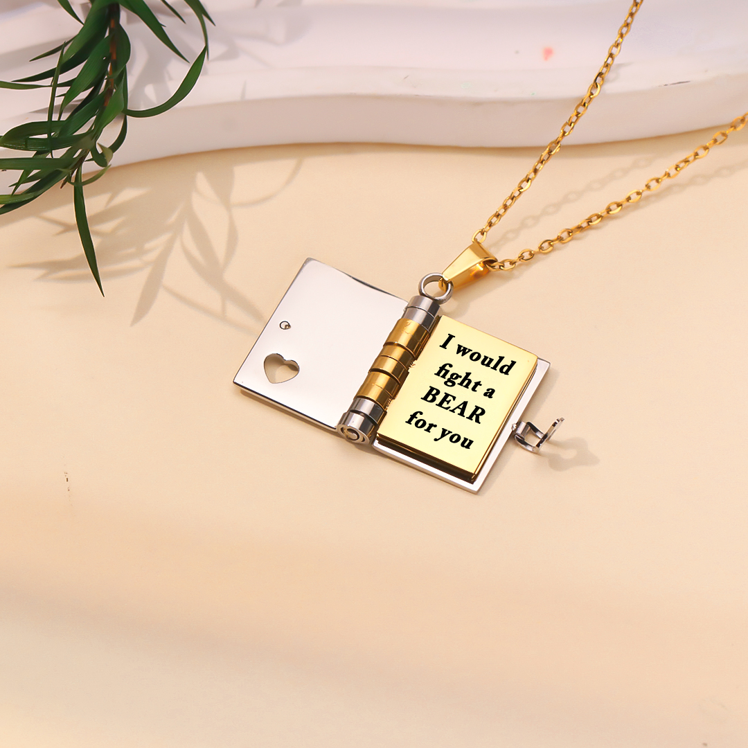 For Friends - I would fight a bear for you Book Necklace