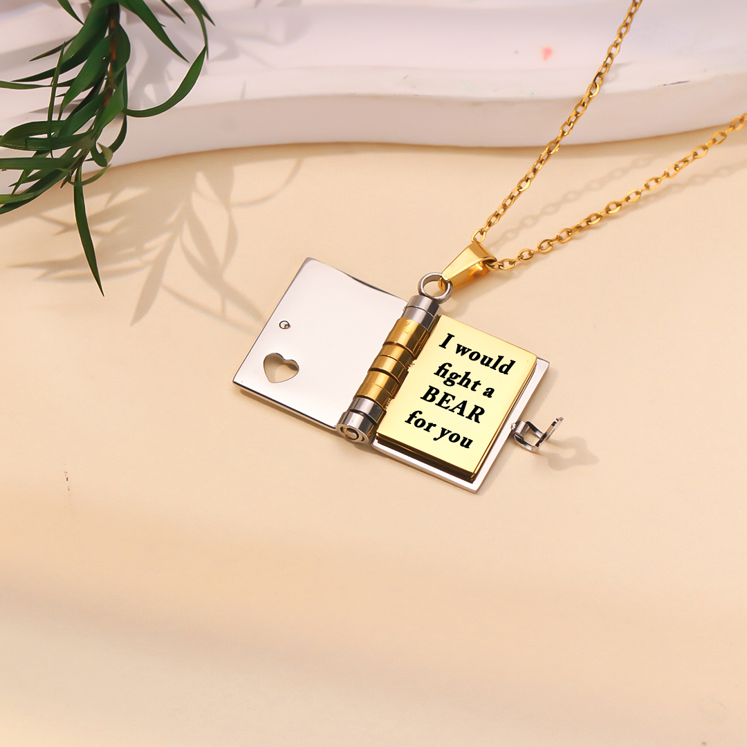 For Friends - I would fight a bear for you Book Necklace