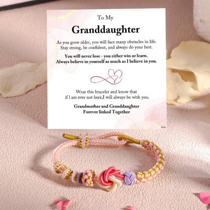 Grandmother and Granddaughter Forever linked Together Peach Blossom Knot Bracelet