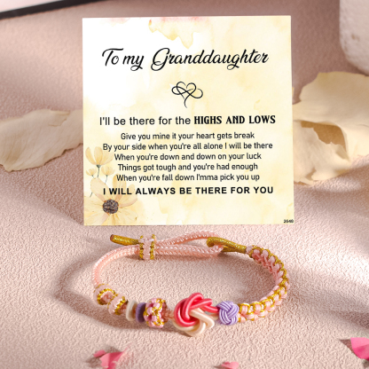 For Granddaughter - I'll be there for the highs and lows Peach Blossom Knot Bracelet