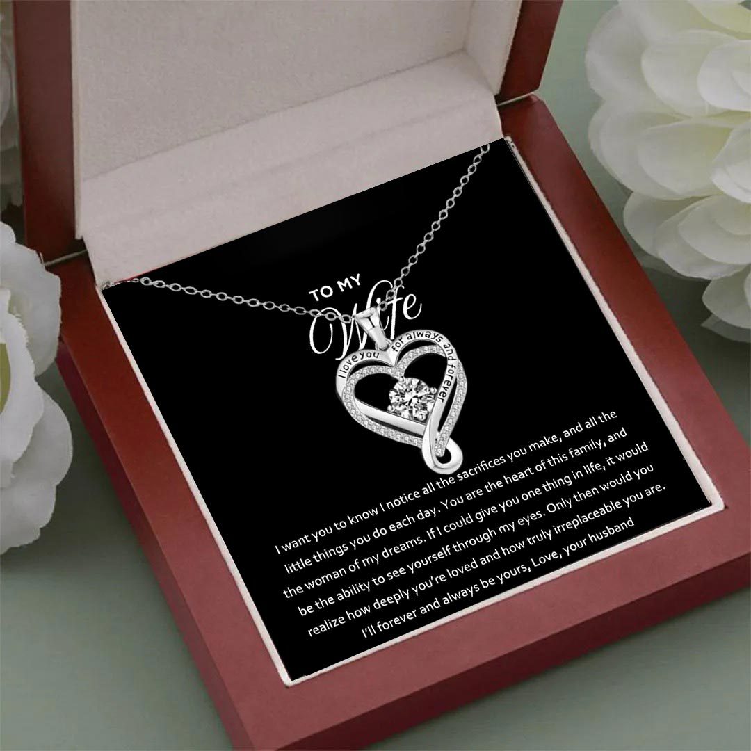 I'll Forever And Always Be Yours Engraved Heart Necklace