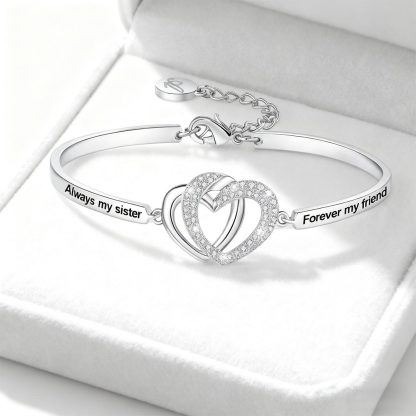Always My Sister Forever My Friends Double Heart Bracelet