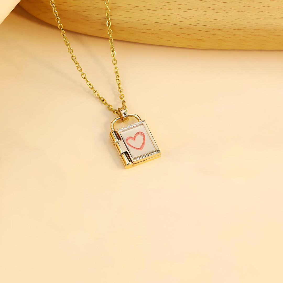 For Love - Customized Photo Love Lock Book Necklace