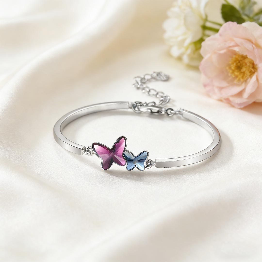 Fuck It and Begin Again Blue Butterfly Crystal Bracelet