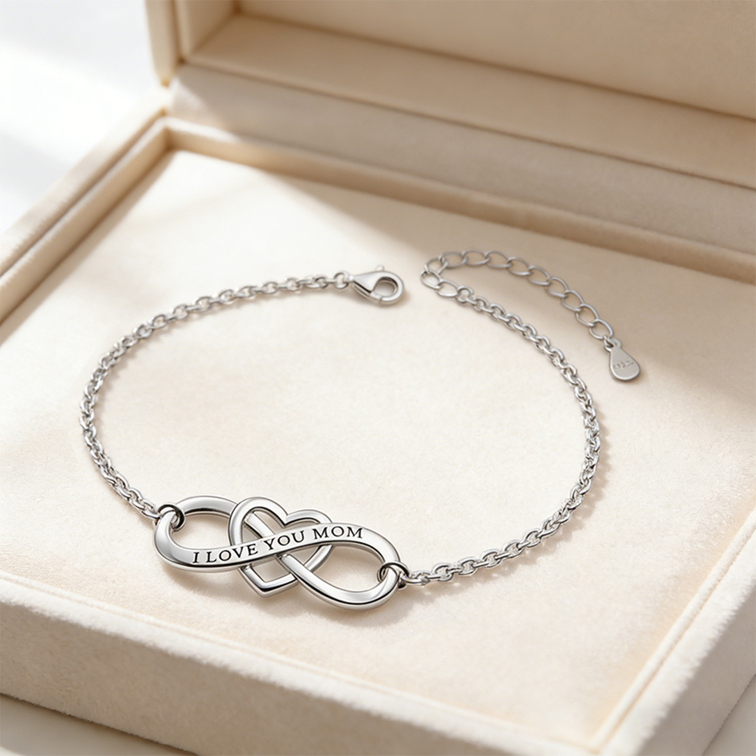 I Love You Mom Heart Knot Bracelet