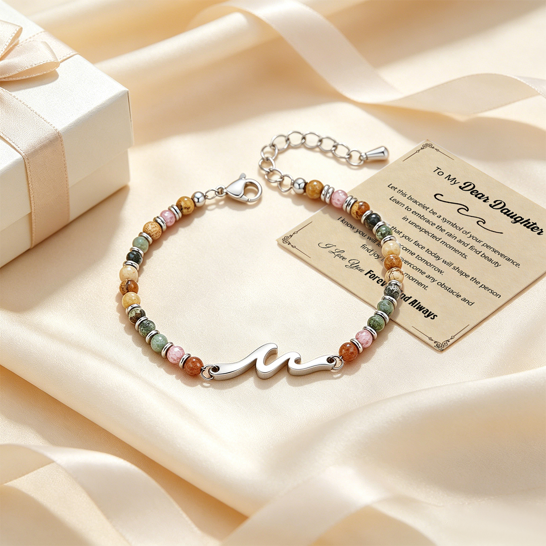 For Daughter - I Love You Forever And Always Wave Beads Bracelet