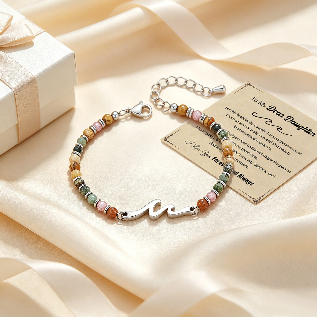 For Daughter - I Love You Forever And Always Wave Beads Bracelet