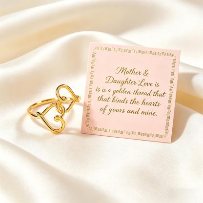 Mother & Daughter's Love is a golden thread Heart Ring
