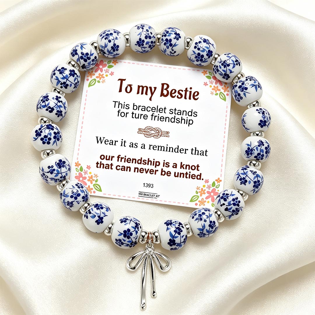 For Friends - Our Friendship Is A Knot Ceramic Bead Bracelet