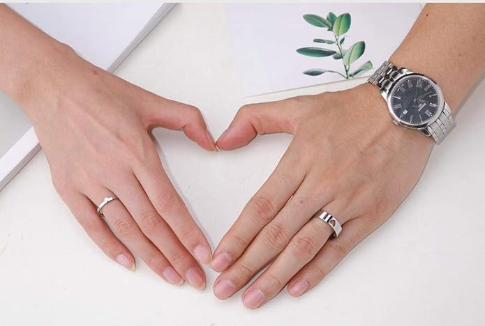 Heart-Shaped Adjustable Couple's Ring Set