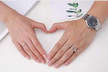 Heart-Shaped Adjustable Couple's Ring Set