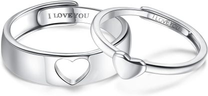 Heart-Shaped Adjustable Couple's Ring Set