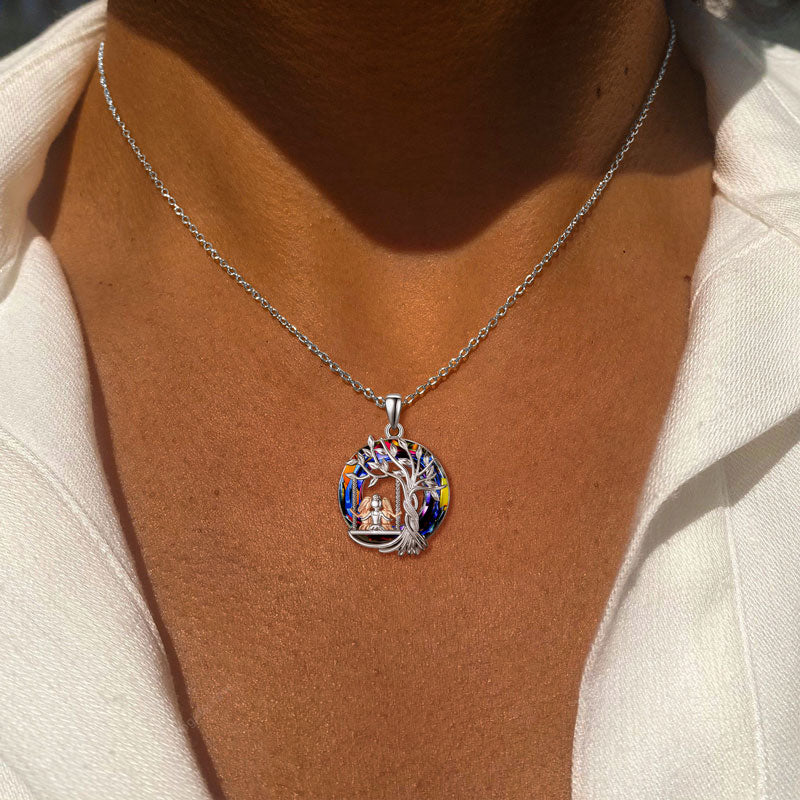 For Friend - S925 When Fate Brought Us Together We Became Sisters at Heart Crystal  Life Tree Necklace