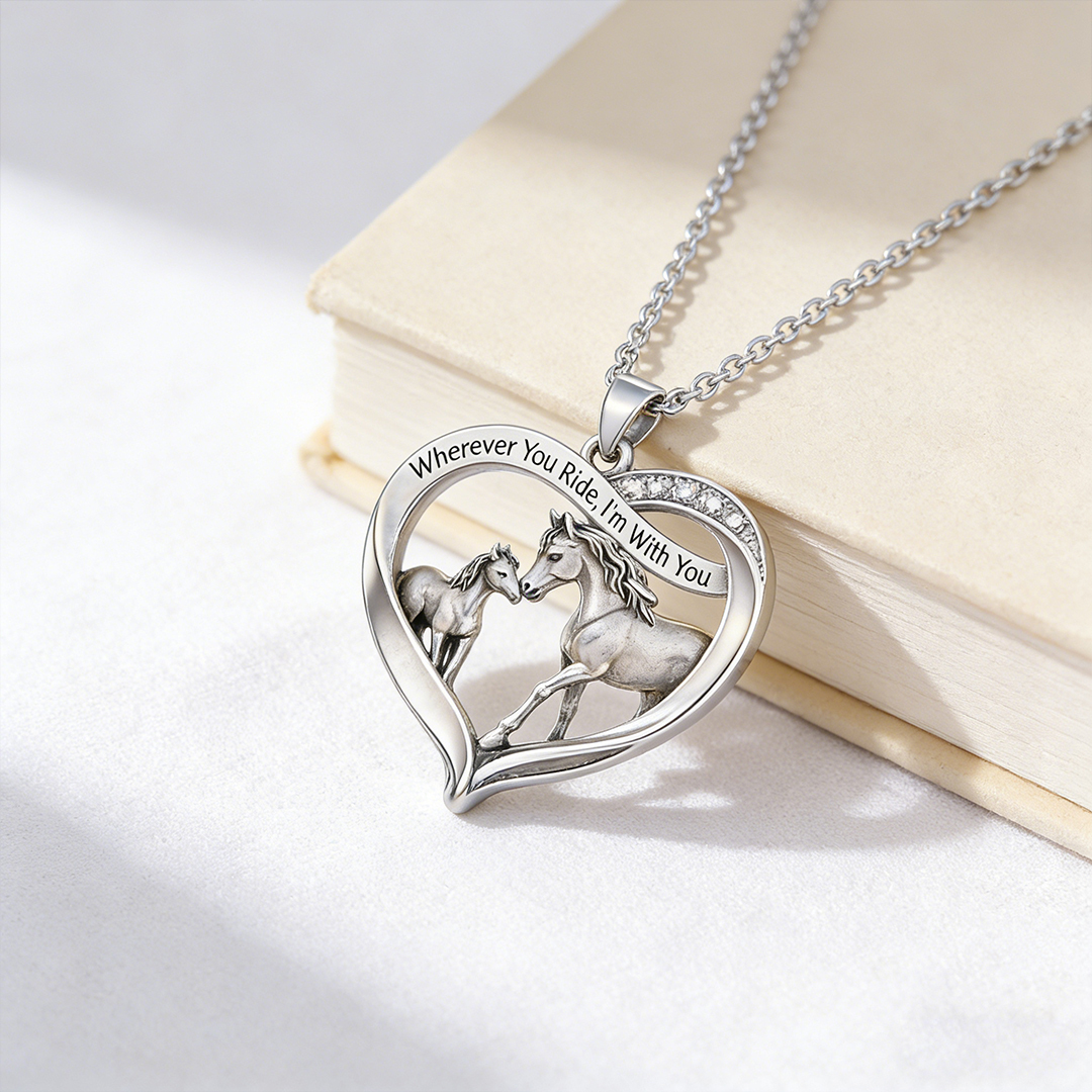For Granddaughter - I'm Always With You Horses Heart Necklace