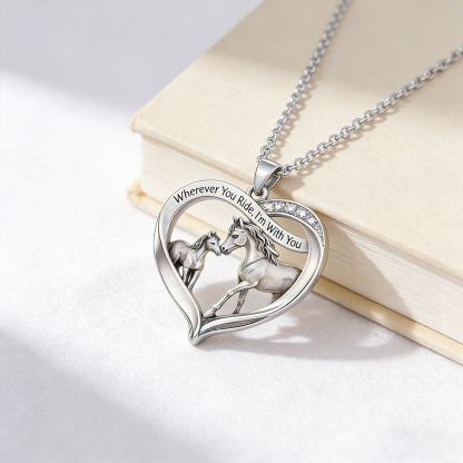For Granddaughter - I'm Always With You Horses Heart Necklace
